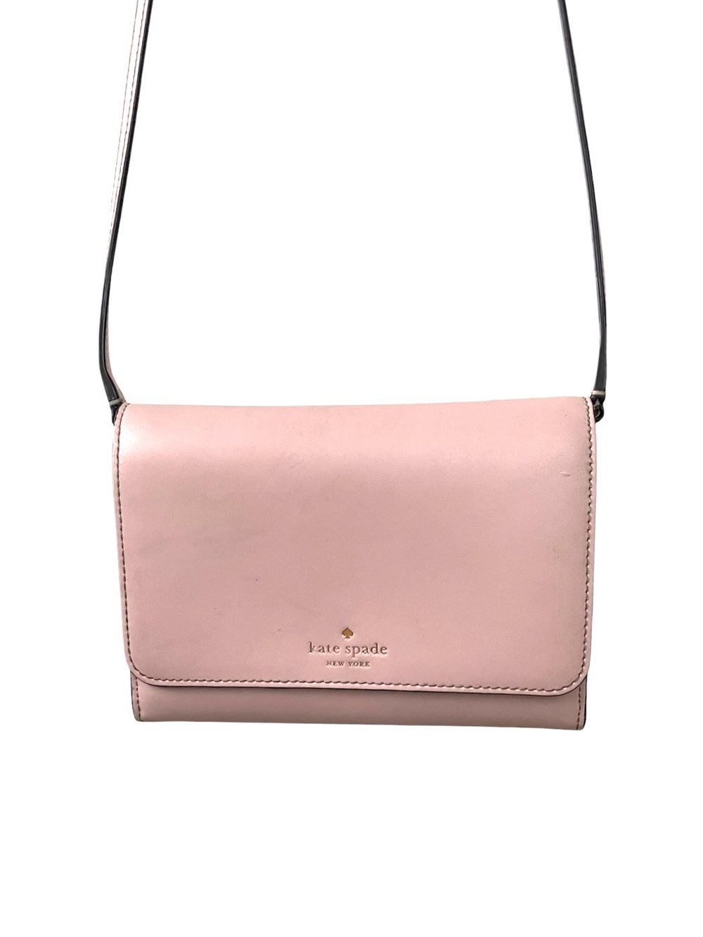 KATE SPADE Pink Leather Crossbody Wallet Bag Flap Clutch